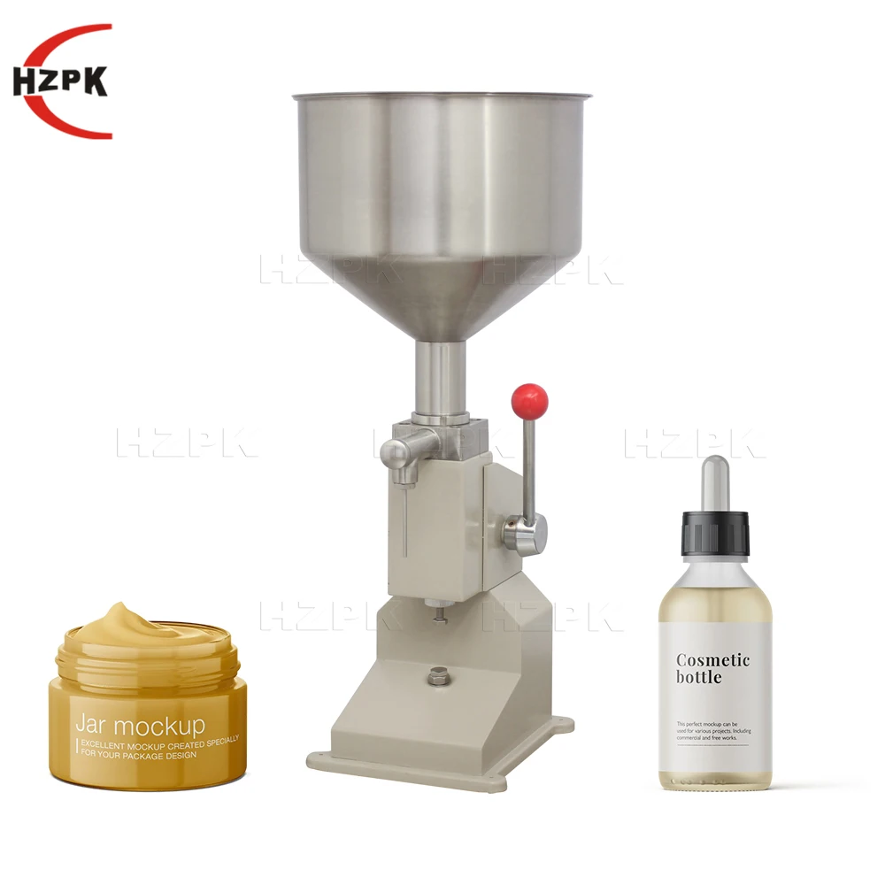 

hzpk A03 manual small volume piston essential oil bottle cosmetics lotion liquid cream jar paste honey filling machine 50ml