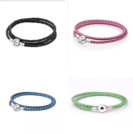 

colorful hide rope chain Leather Bracelet fit for pandora