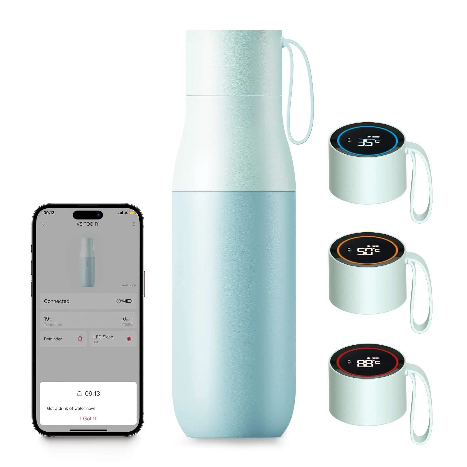 

LED Smart Stainless Steel Thermos Vacuum Flask with TDS Water Quality Test Temperature Display Drinking Reminder App for Wedding