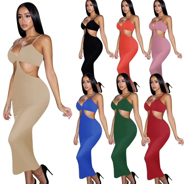 

Sexy Female Midi Dress Spaghetti Strap Party Club Summer Plus Size Women Bodycon Dresses, Picture color
