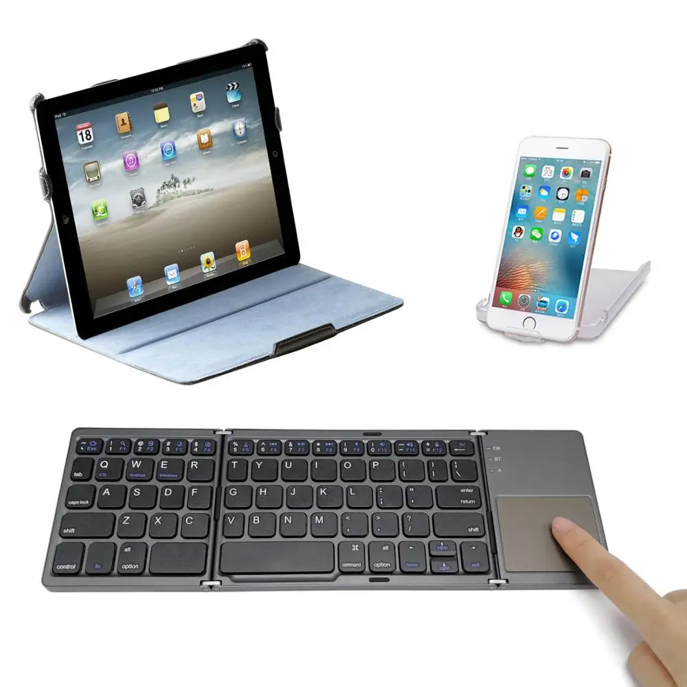 

ultra mini foldable wireless bluetooth flexible keyboard with touchpad, Black white,grey