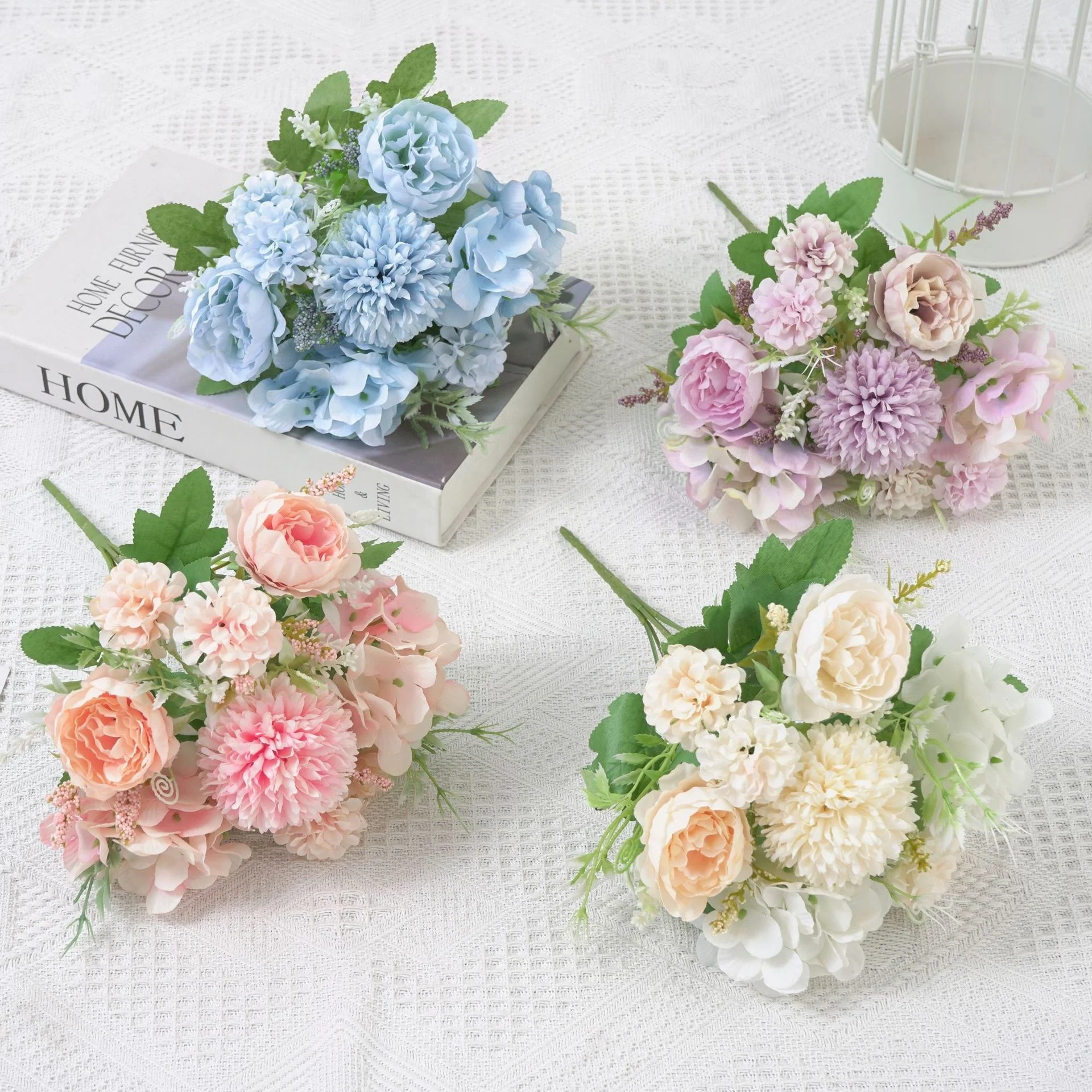 

Wedding Decoration Wholesale Real Touch Artificial Flowers Faux Peony Silk Hydrangea Bouquet, Colorful