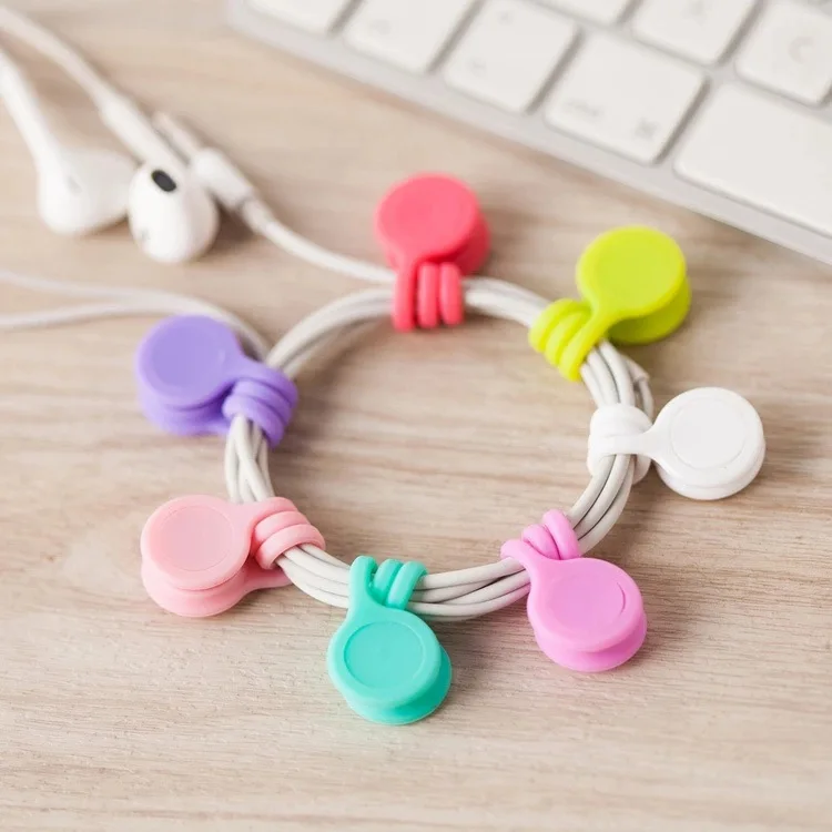

Reusable Muti-use Silicone Desktop Data Magnetic Silicone Cable Wire Organizer Earphone Cable Clips Winder Holder, Stocks