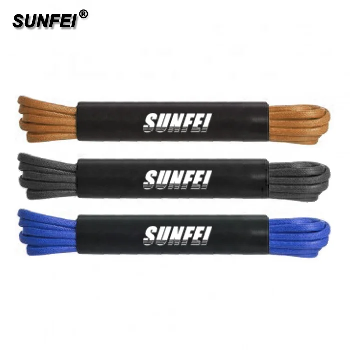 

SunFei Luxury Custom Dress Waxed Cotton Shoe Laces Black Waxed Round Shoelaces Plastic Packing Shoelaces
