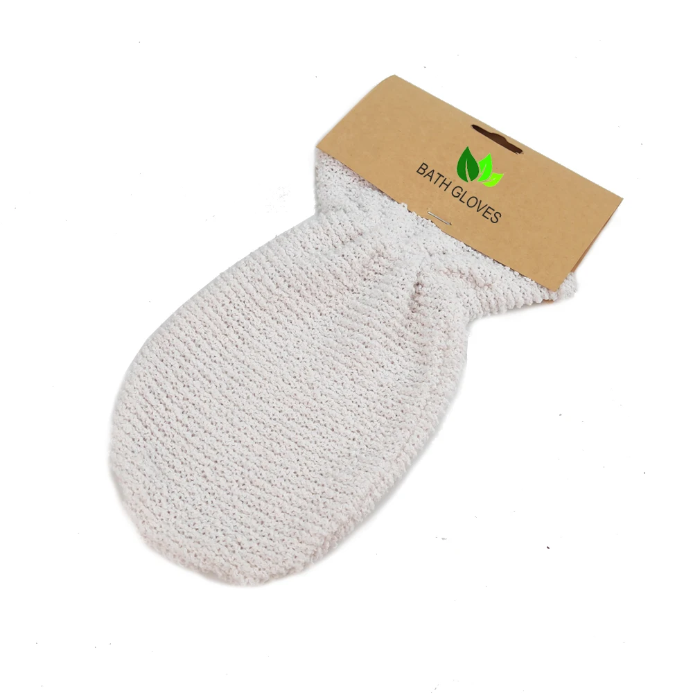 

Reusable Bamboo Fiber Scrubber Exfoliating Bath Gloves Cotton Wash Cloth Organic Glove Body Hemp Customize Packaging Natural