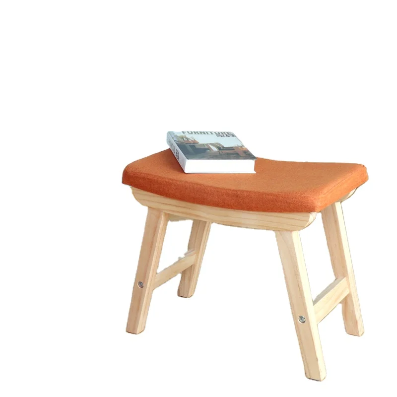 

Hot Sale Wholesale Cute Kids Living Room Furniture Solid Wood fabric stool chair