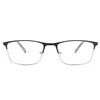 Mens Square Eyebrow Metal Optical Frame with Demo Lenses Stainless Steel Eyeglasses