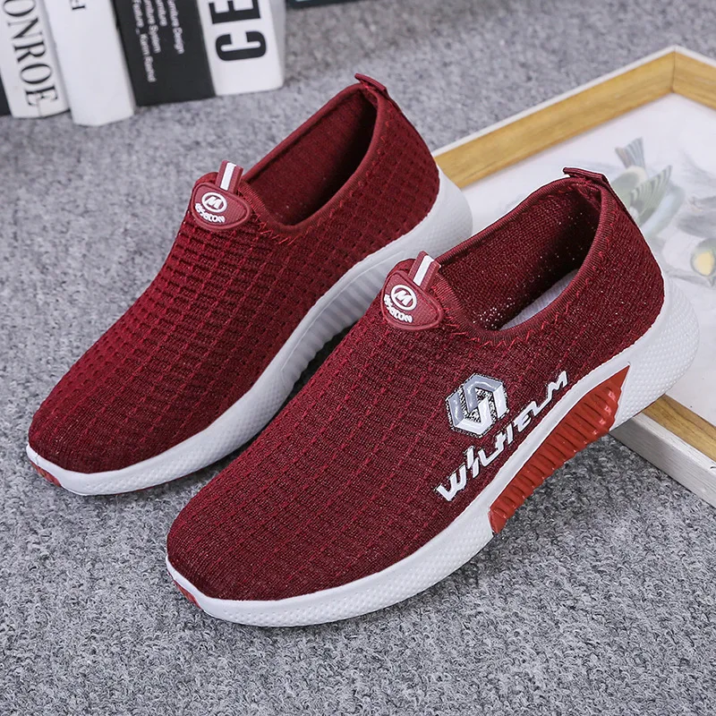 

Women Fashion Sneakers Breathable and durable mesh fabric Lightweight slip on Comfort Lace Up Trainers, 4 colors