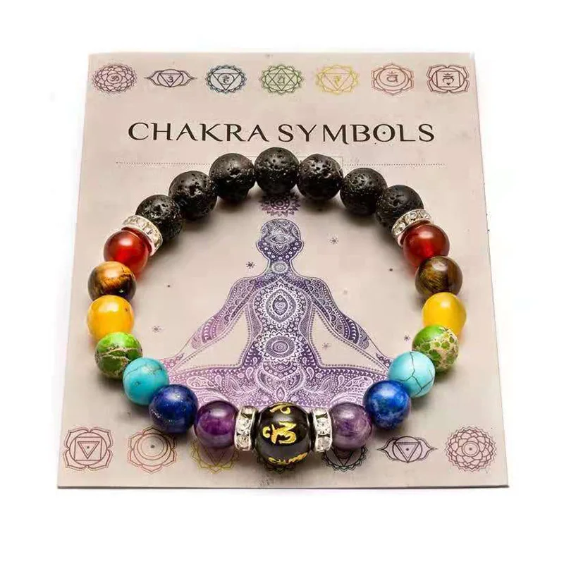 

new 7 Chakra Gift Men Women Natural Crystal Healing Anxiety Jewellery Mandala Yoga Meditation Bracelet, Picture shows