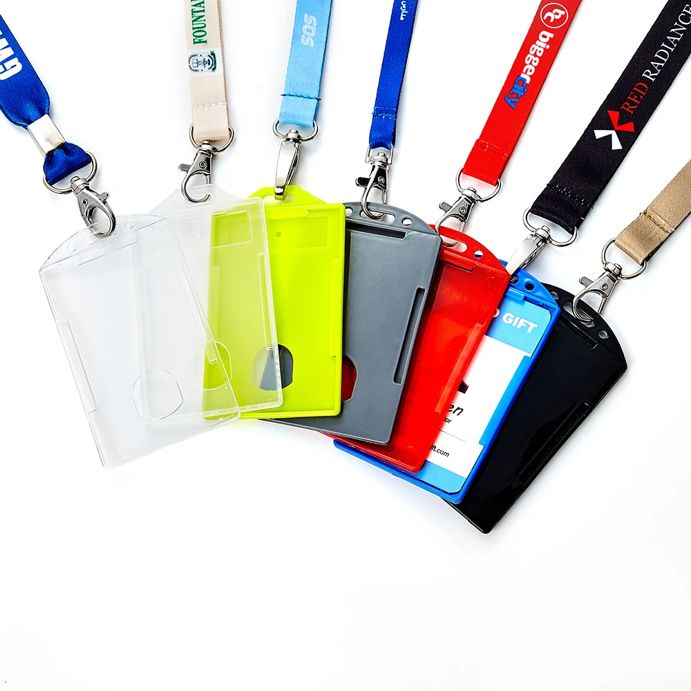 Vertical Frosted Id Card Holders With Custom Sublimation Nylon Lanyard ...