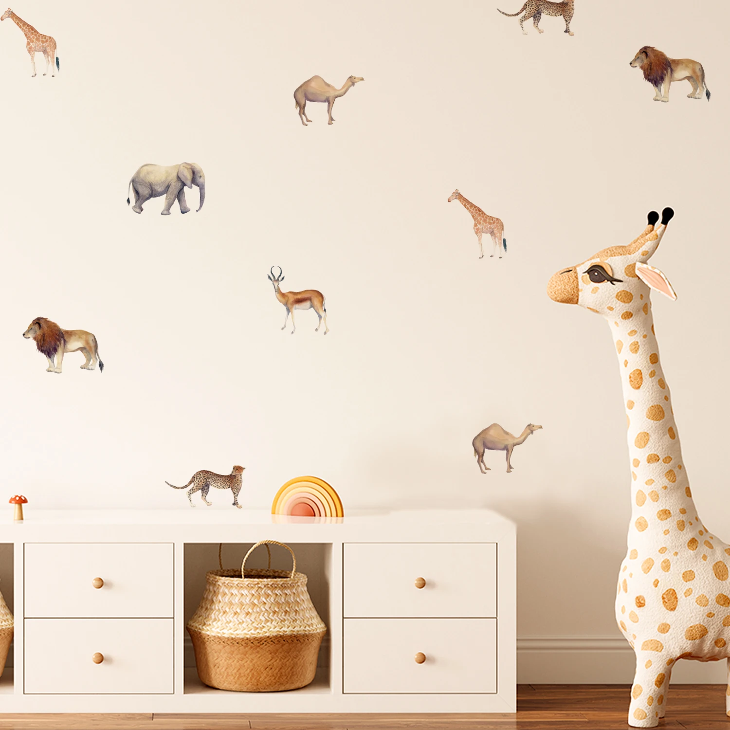 

Funlife Rustic Wall Vinyl Oriental Animal Decal Boho Animals Wall Sticker For Nursery Kids Room, Colorful