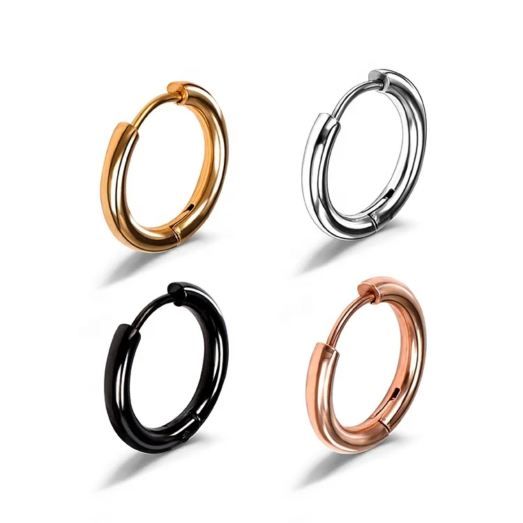 

316L Surgical Stainless Steel Geometric Minimalist 2.5mm Hoop Earring For Mens Womens Gold Round Huggie Cartilage Hoop Earrings, Gold, silver, black, rose gold or customized