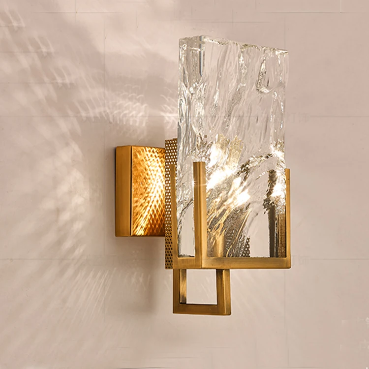 
Contemporary crystal nordic wall lamp e14 light brass hotel wall sconce for luxury dwelling 