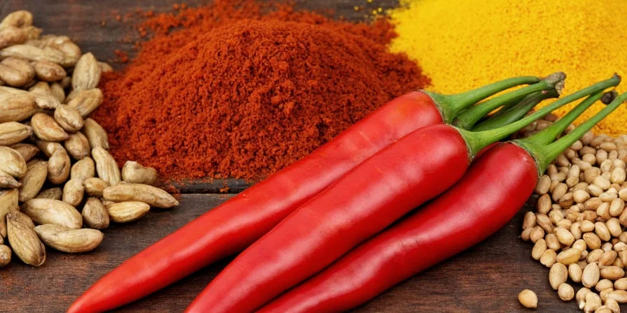 Kitchen counter with spices and ingredients