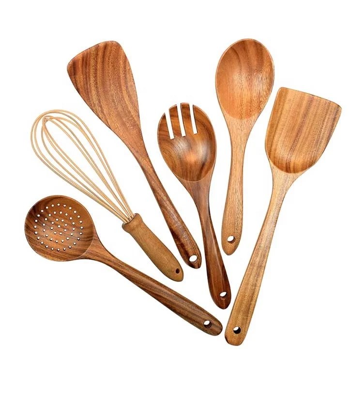 natural teak wood utensils