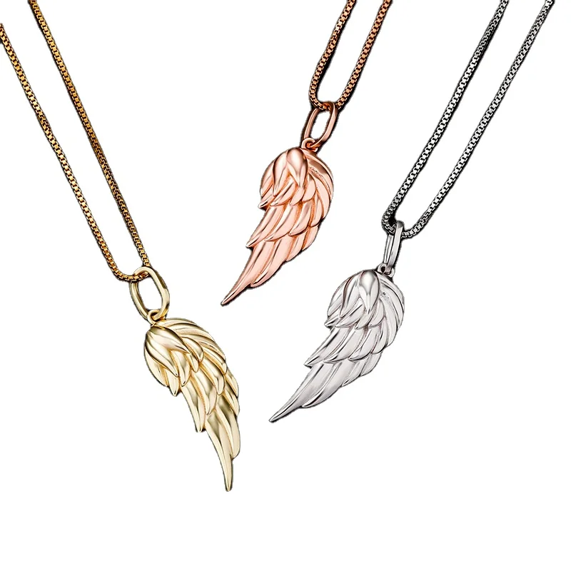 

Blues RTS Hip hop 3 colors S925 sterling silver angel wing necklace for women jewelry