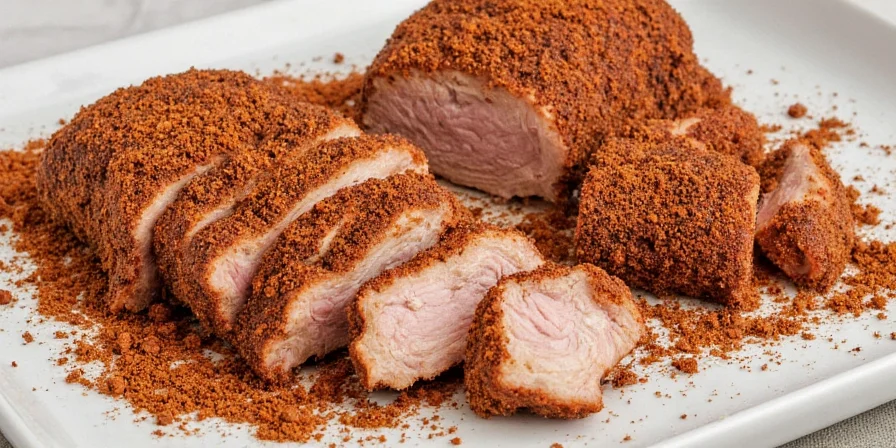 Applying dry rub to a pork butt before smoking