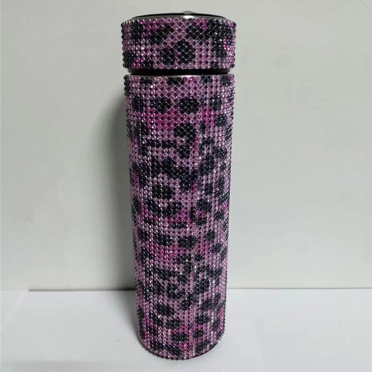 

New Luxury Rhinestone Design Bling Bling Diamond Vacuum Flask Temperature Display Water Bottle Tumbler Cup