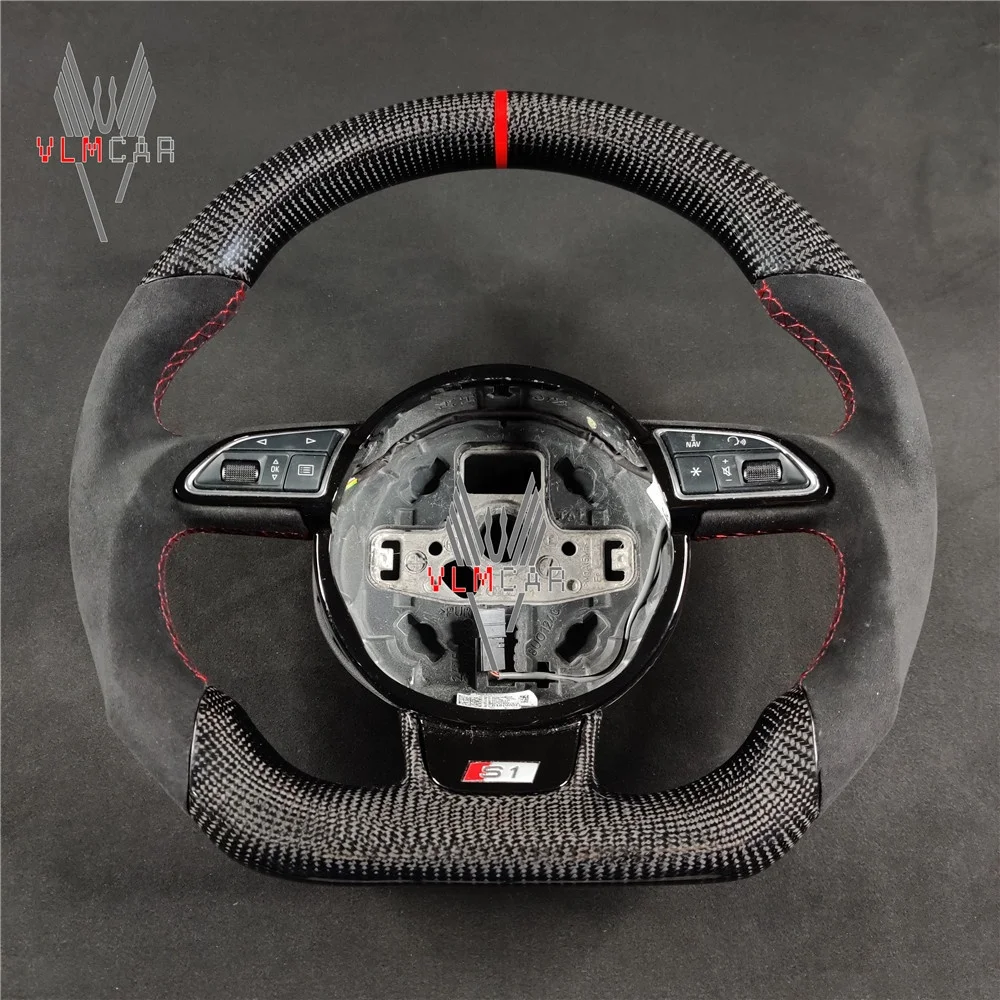 

Private custom racing carbon fiber steering wheel for audi a1/s1/a3/s3a4/a5/s4/s5/sline /Available for all car models, Black