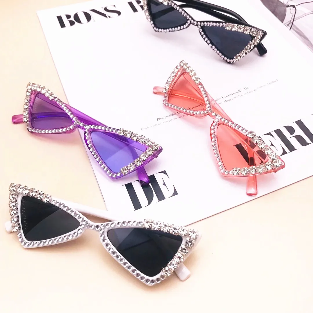 

Lbashades Children's triangle frame diamond sunglasses UV protect personalized fashion children's sunglasses kids glasses