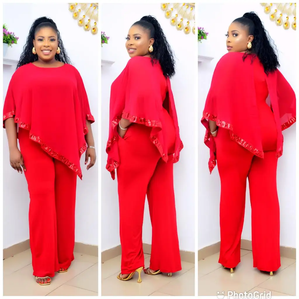 

2021 new design  chifong jumpsuit Fashion Oversize Two Piece Women Fall Pants Set