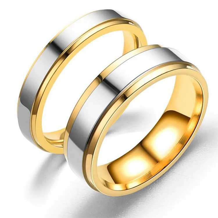 

titanium smooth surface gold wedding rings, Picture