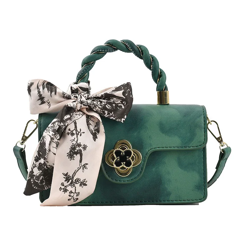 

Fashion Silk Scarf Bowknot Handbag for Women 2021Rainbow Sling Bags Small Designer Messenger Bag, Rainbow