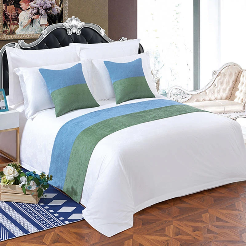 Blue Chenille Bed Runner And Cushion Sets For Hotels Buy Bed Runner