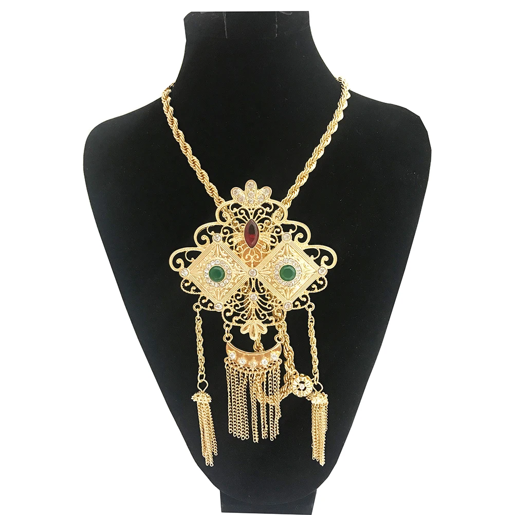 

French Vintage Luxury Sweater Chain Zircon Necklace Algerian Women's Dress Wedding Necklace Muslim Clothing Accessories Jewelry