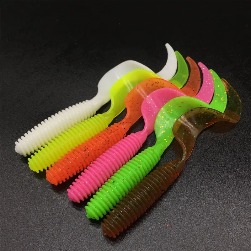 

65mm 2.7g rubber baits soft plastic silicon worm soft fishing grub lure lure worm, Vavious colors