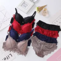 

Fashion seamless lace sexy women sleep breathable bra underwear set