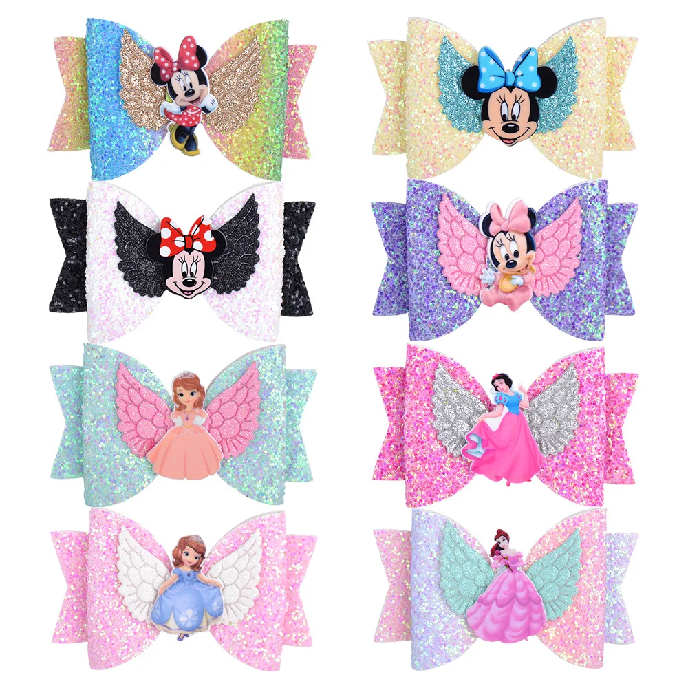 new children's bow hairpin gradient sequined dovetail children's anime resin hairpin fancy hair accessories for kids