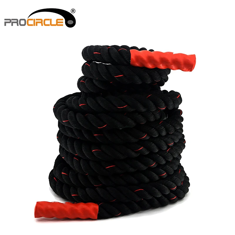 

Fitness Gym Power Training Battle Rope With Nylon Cover, Black with colorful line