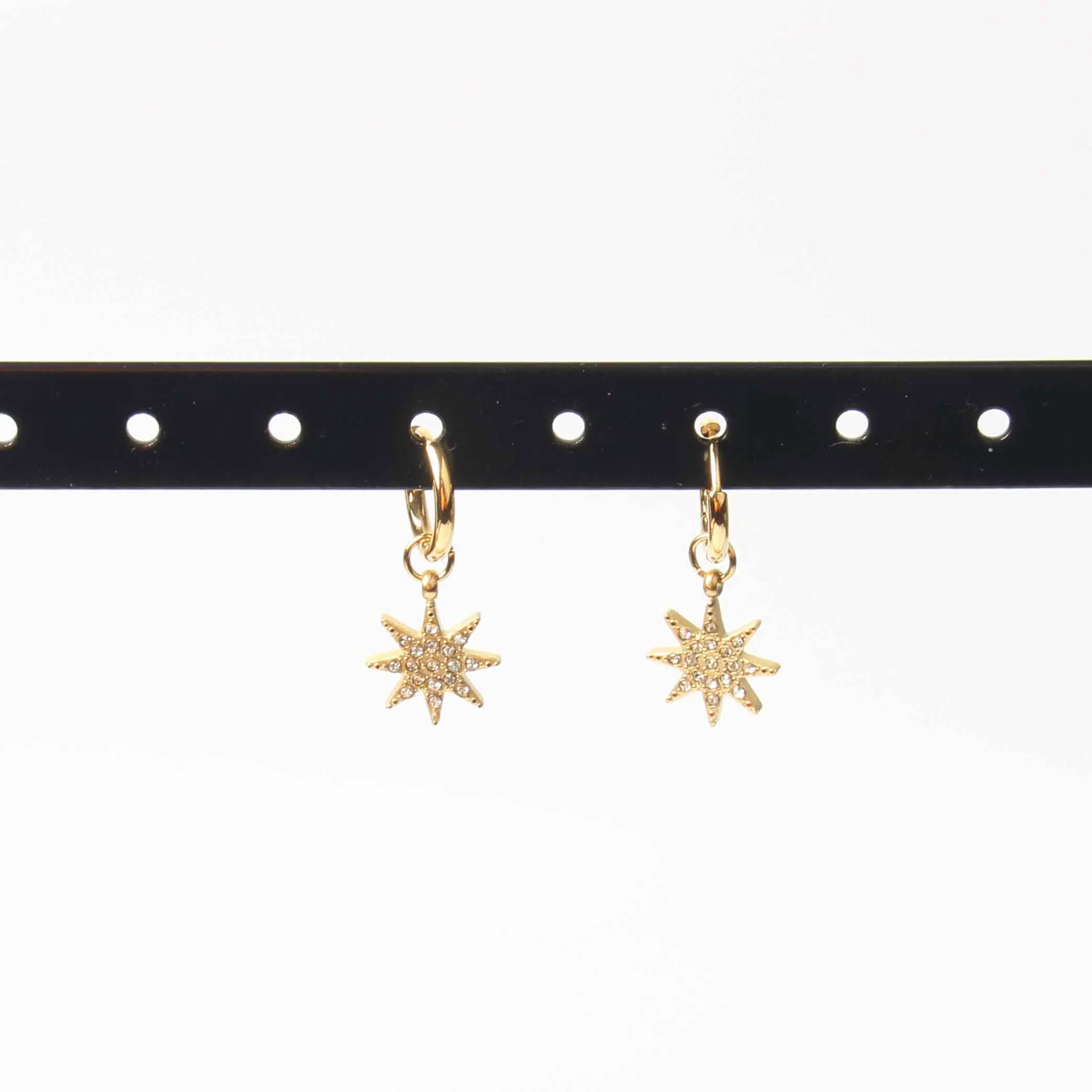 

Fashion Stainless Steel Jewelry 18K Gold Hexagram Micro inlay Diamonds Advanced Wobbly Earrings