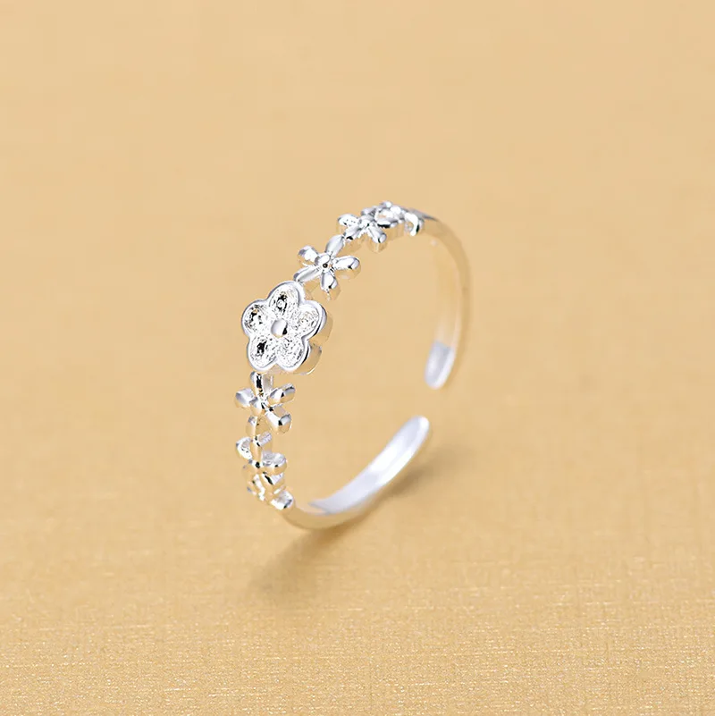 

Lovely Cute 925 Sterling Silver Small Tail Flower Rings