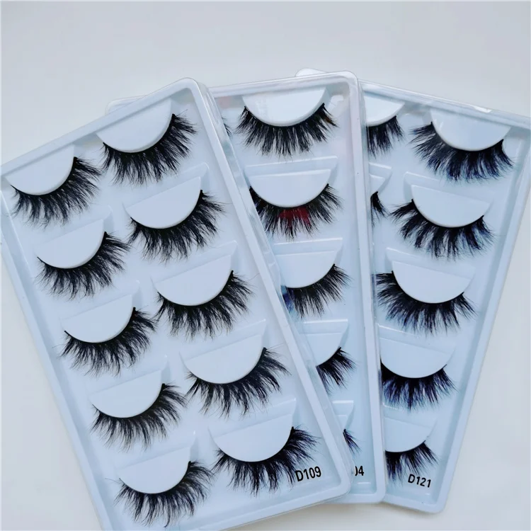 

5 pair 100% real mink fur eyelashes vendor fluffy 3d 5d 6d mink lashes wholesale