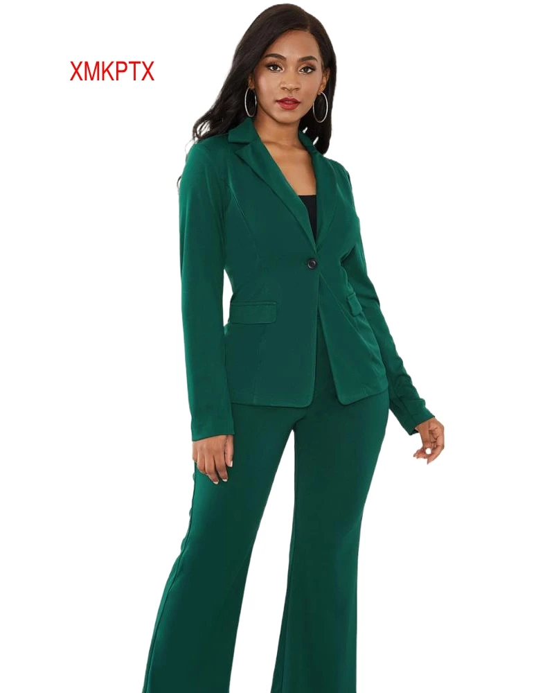 

2021 Wholesale Green Black Color Button Spandex Polyester Material Windproof Women's Suits Tuxedo, Shown