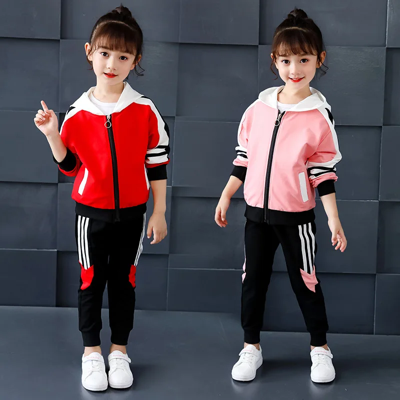 

spring Fashion girls cotton fabric autumn long sleeve suit Fashion children's suit kids School uniform