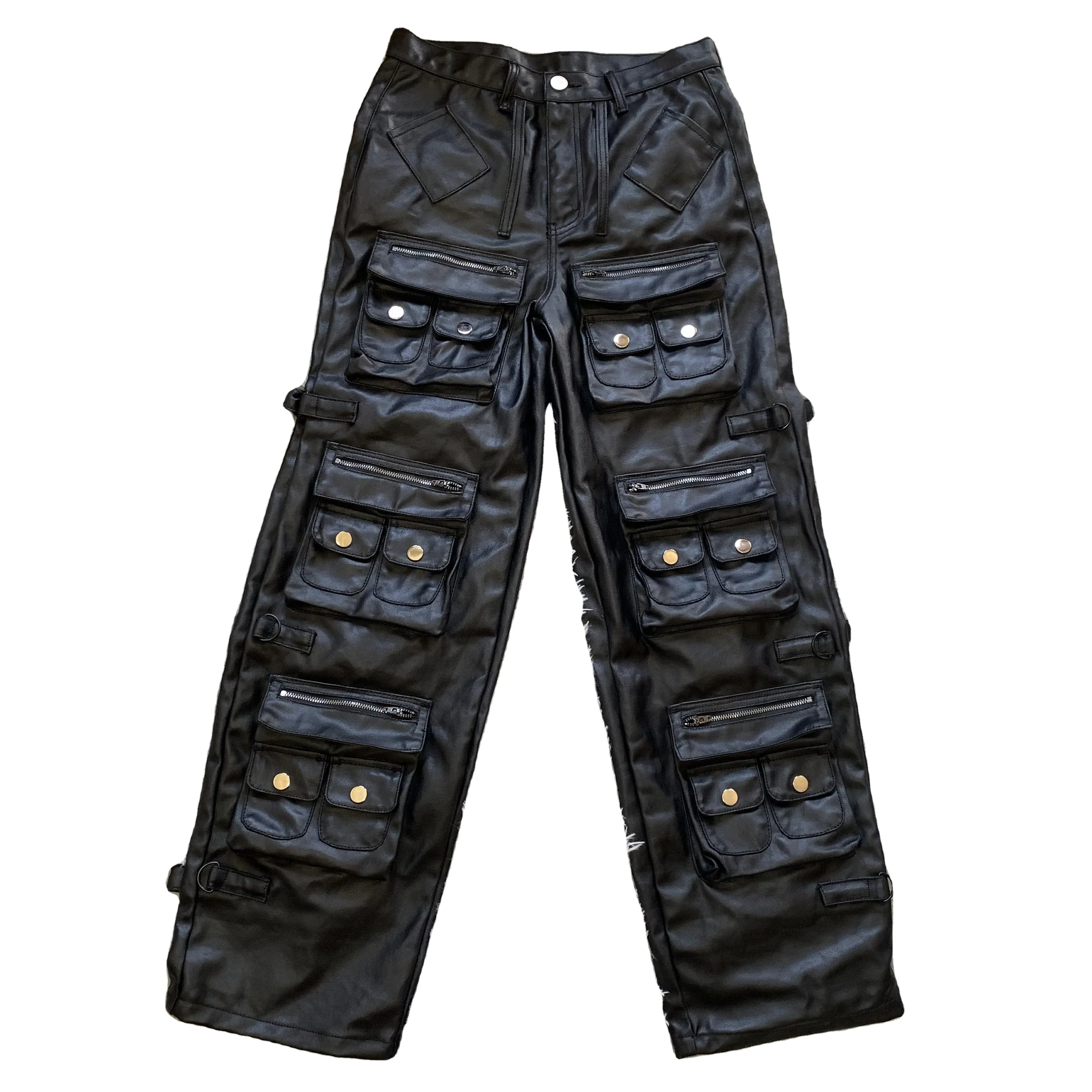 DENIMGUYS Multiple Pockets Hiphop Men's Wax Jeans Streetwear Baggy Waxing Coated Jeans Man