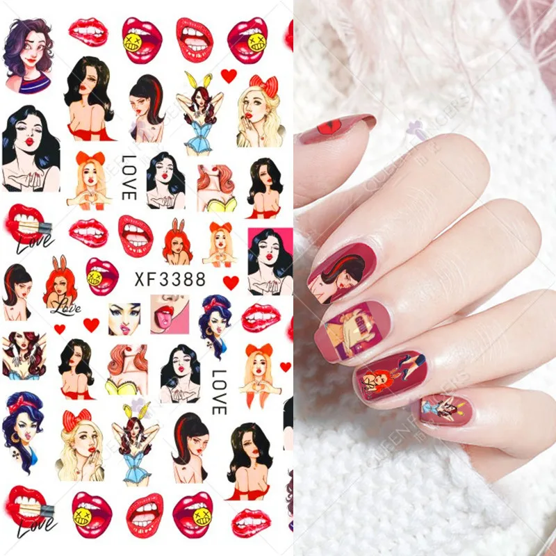 

INS European and American Valentines Nail Art Stickers Sexy Red Lips Love Nail Stickers