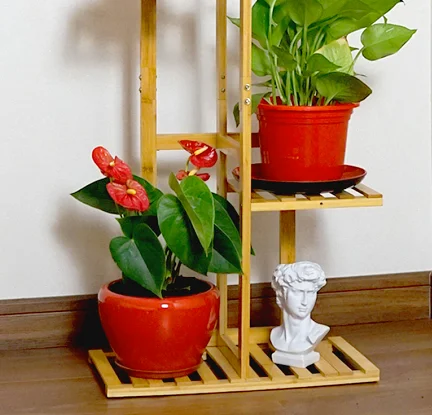 

6 layers Bamboo plant stand rack flower display stand garden sets, Natural