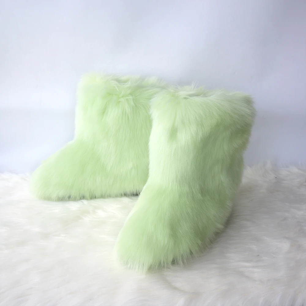 Wholesale Fur Snow Boots High Level Keep Warm Fluffy Faux Fur Shoes ...