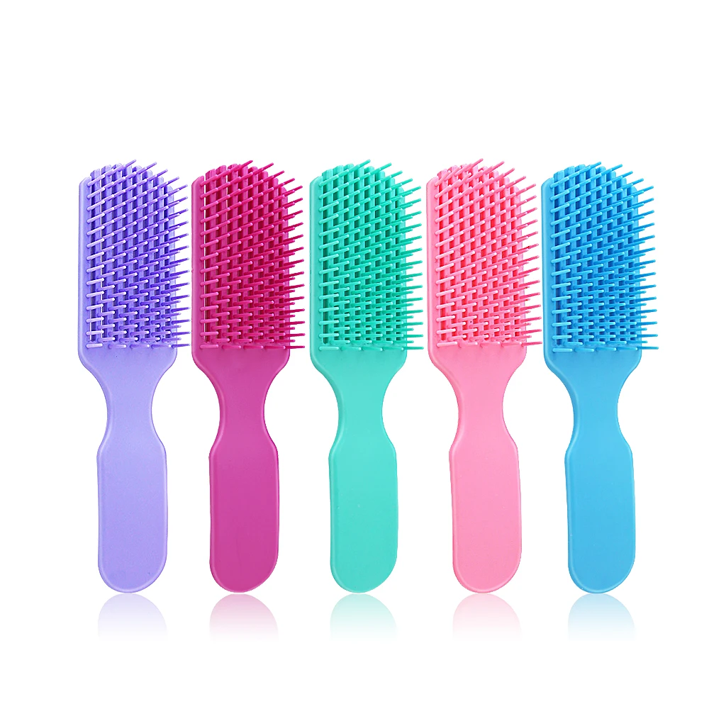

Enough inventory 9 rows massage comb newly small hollow hair brush detangling brushes hot sale in Amazon, Mix color
