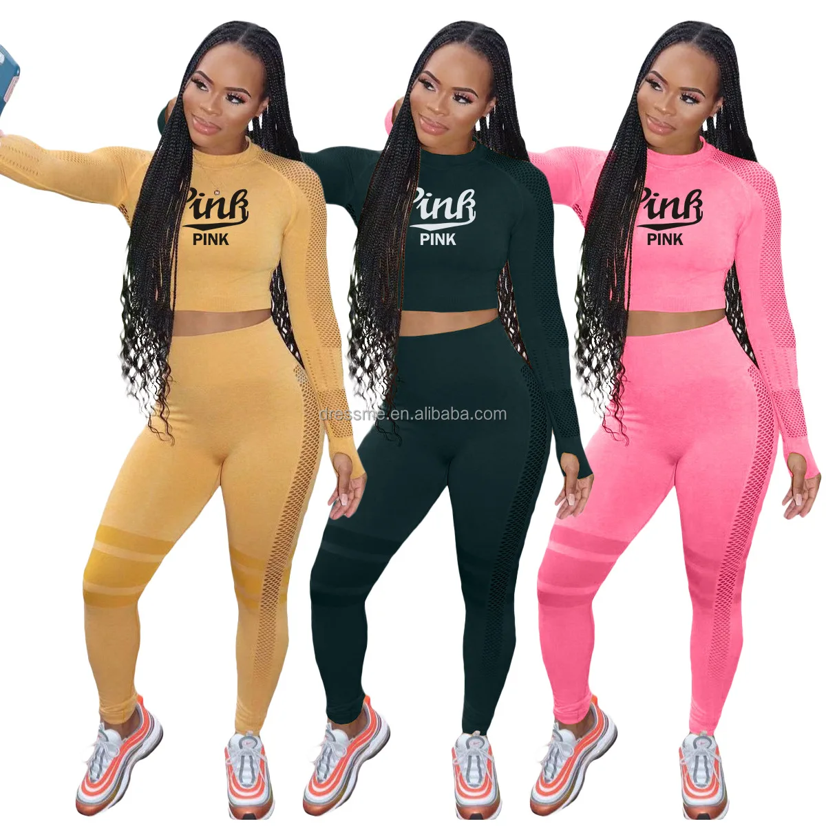 

MT286-77301 New Women Bodycon Sweatsuit printing two Piece set Tracksuit Long Sleeve Crop Top High Waisted Leggings Set outfit