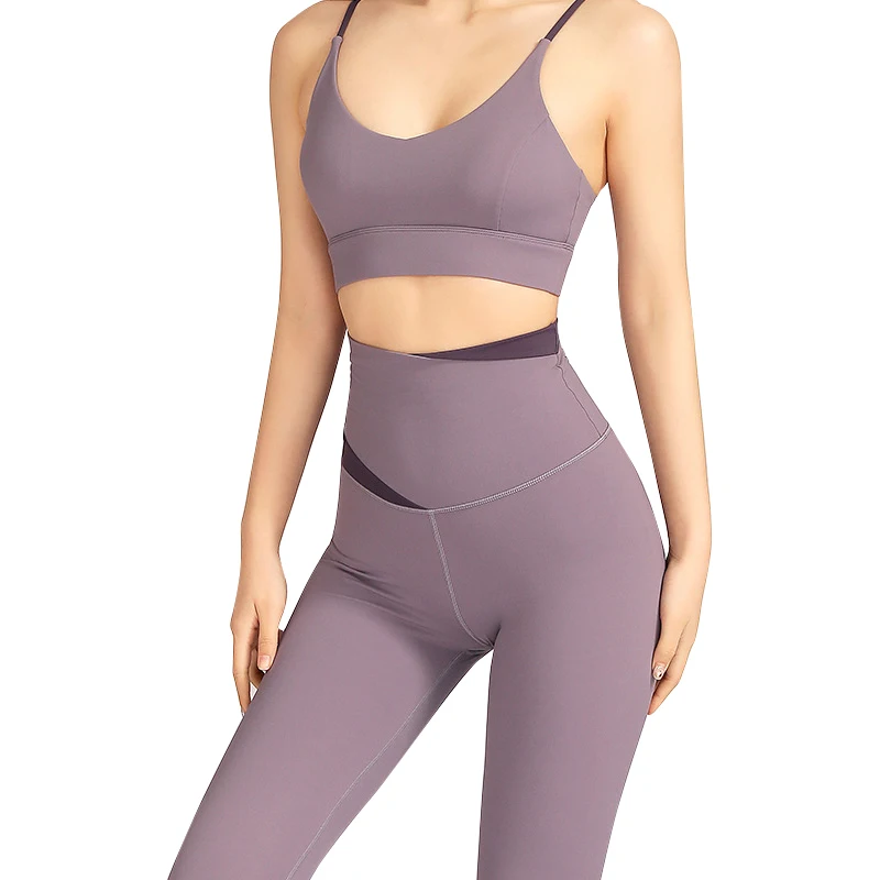 

Ladies Comfortable Booty Athletic Running Yoga Active Leggings and Bra Set, Picture show