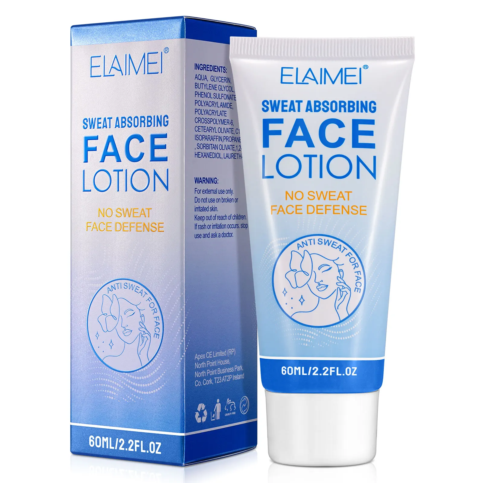 

ELAIMEI Easy Application Sweat Absorbing Face Lotion Long Lasting Antiperspirant Without Fading Makeup Sweat Defense Face Cream