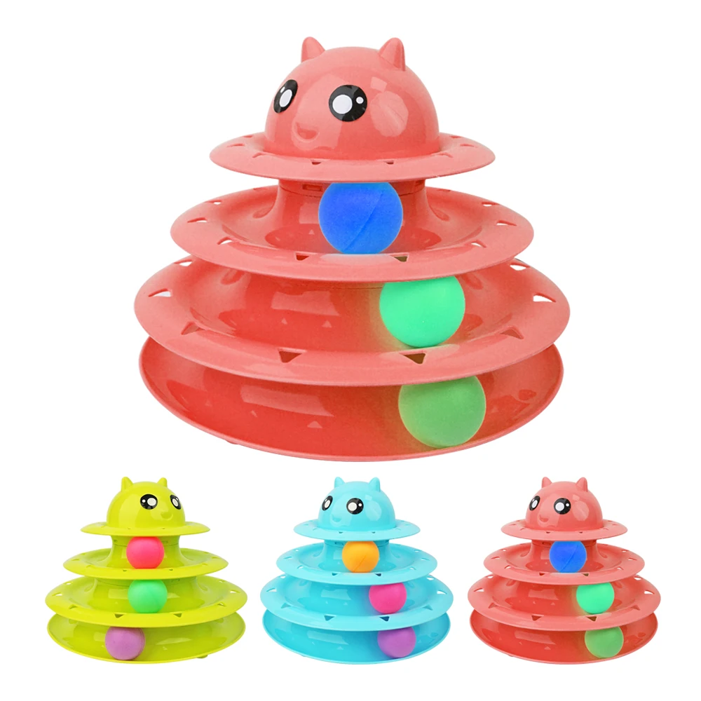 

Three-layer Plastic Funny Cat Product Training Interactive Cat Turntable Toy