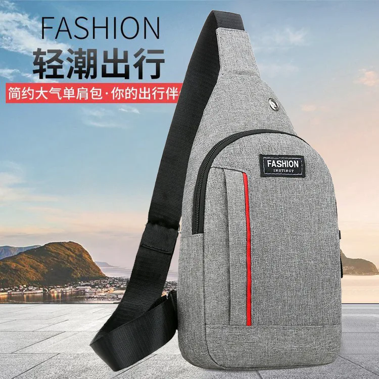 

simple trend men's message bag shoulder oxford cloth chest bags small leisure travel single shoulder bag