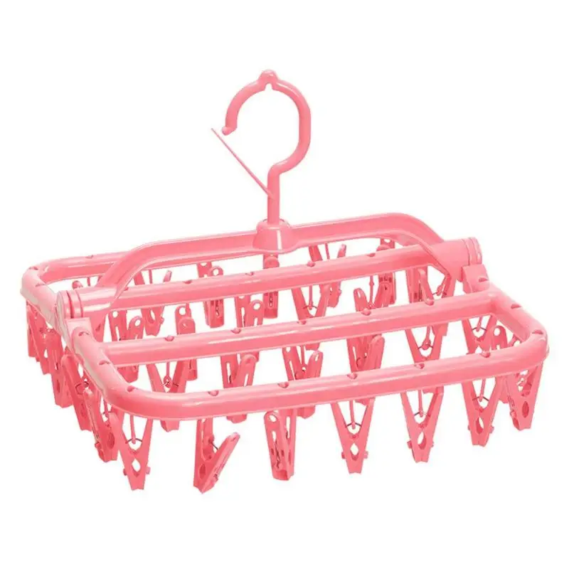 32 Clips Foldable Hanger Clip Drying Rack Windproof Non-slip Clothes Hooks N3 