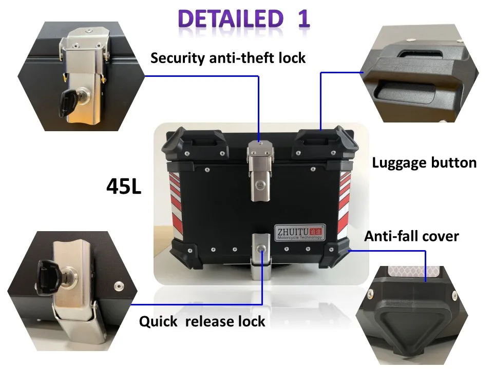 45l Motorcycle Aluminum Box Delivery Box Motorcycle Accessories